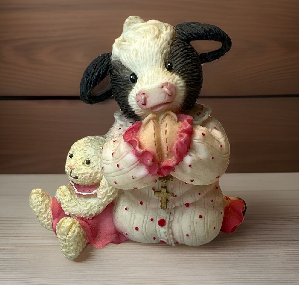 MARY's MOO MOOs Girl Cow Figurine Bedtime Prayer "Jesus Loves Moo" 1998 #468959